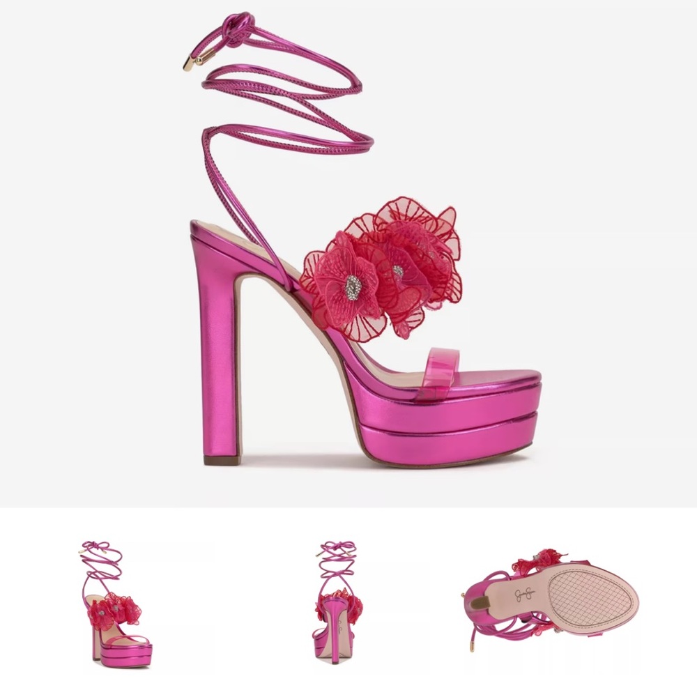 Jessica Simpson Pink Floral Embellished Heels